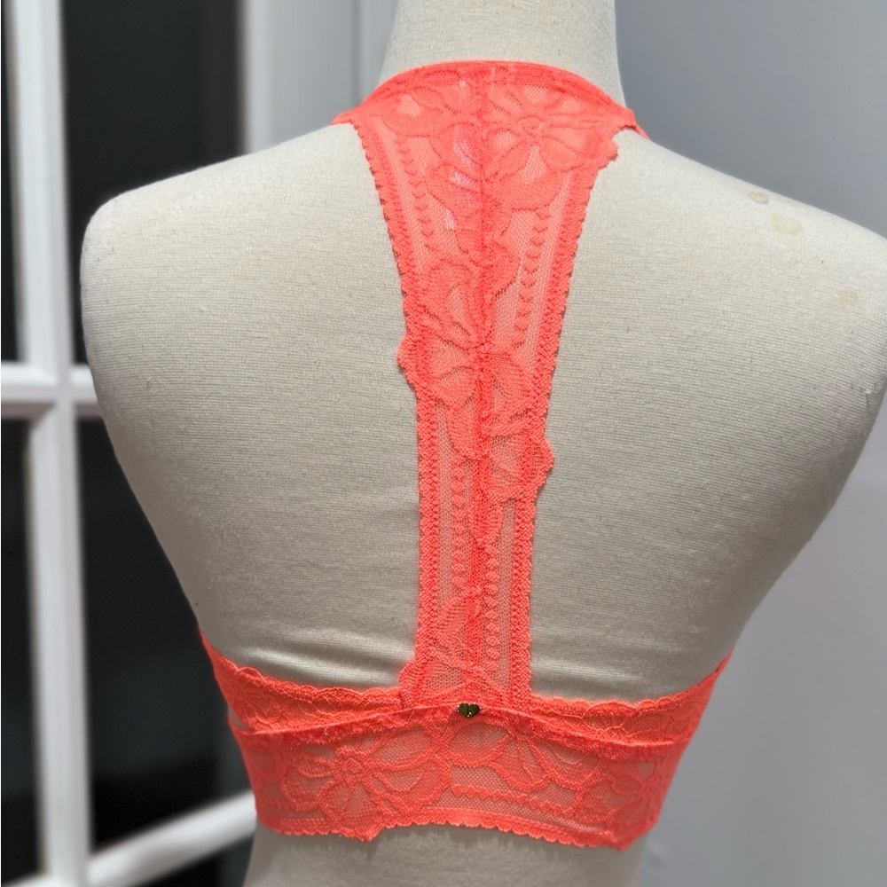 Victoria's Secret PINK Vintage Neon Orange Lace Racerback Bralette